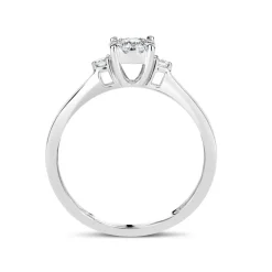 9ct White Gold 0.20ct Diamond Halo & Sides Ring