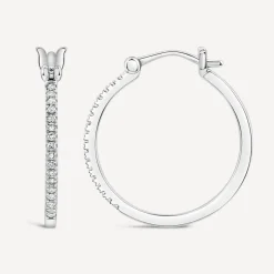 9ct White Gold 0.10ct Diamond Hoop Earrings