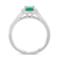 18ct White Gold 0.29ct Diamond Surround Emerald Ring