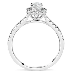 18ct White Gold 0.66ct Diamond Halo Shoulder-Set Ring