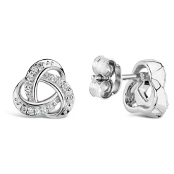 9ct White Gold 0.10ct Diamond Knot Stud Earrings