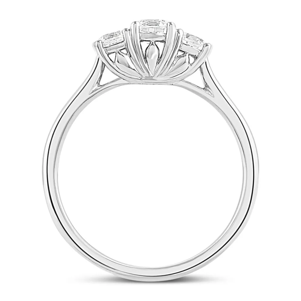 18ct White Gold 0.50ct Diamond Trilogy Tulip Setting Ring
