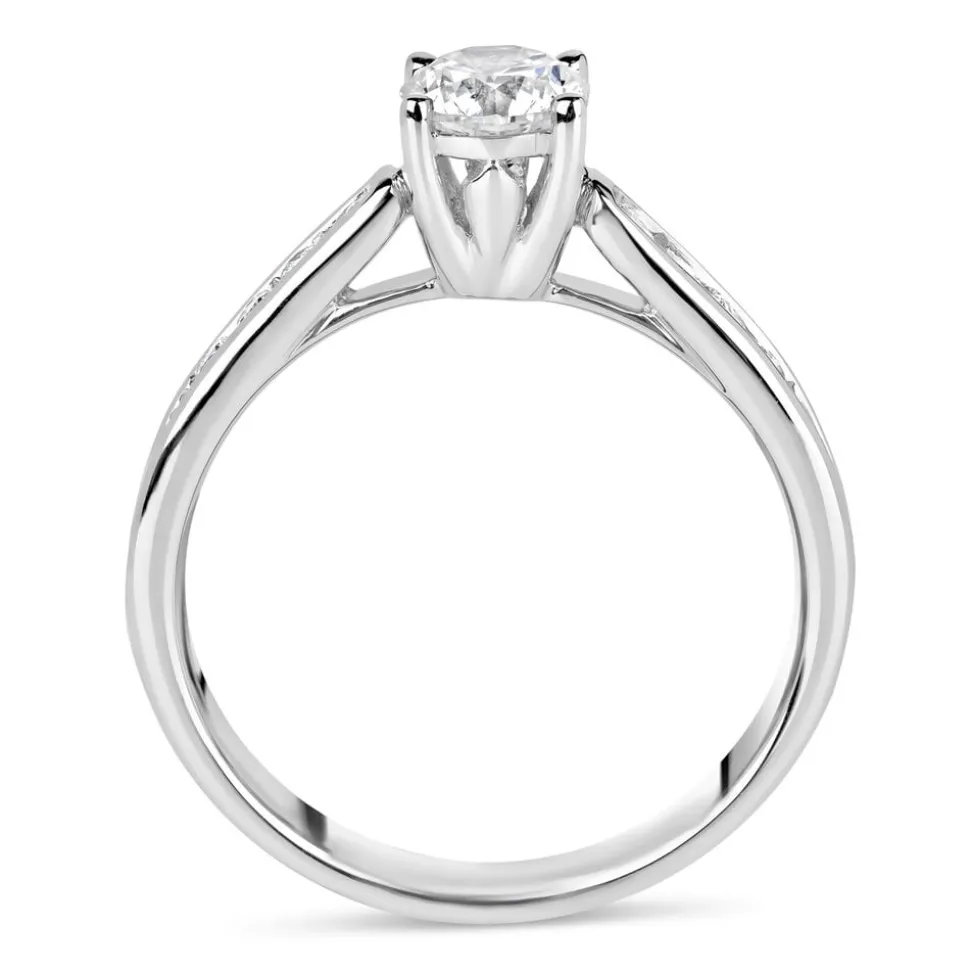 18ct White Gold 0.75ct Diamond Tulip Setting Shoulders Ring
