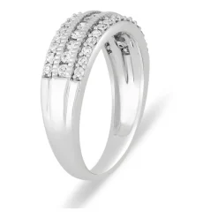 18ct White Gold 0.50ct Diamond Three Row 5mm Wedding Ring