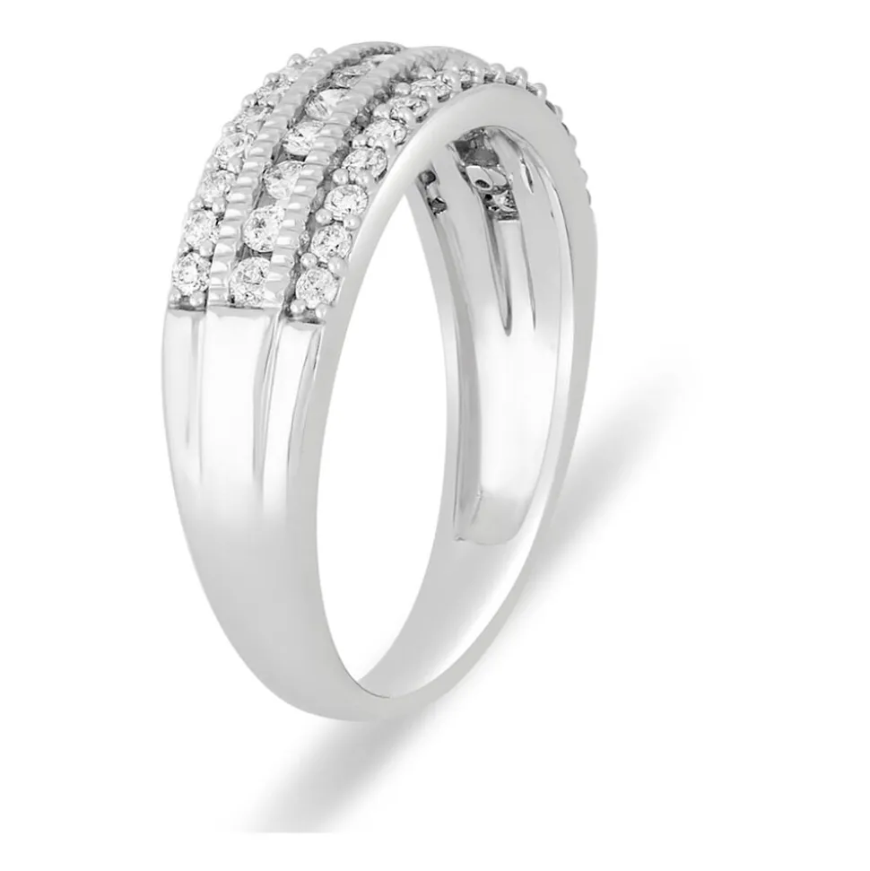 18ct White Gold 0.50ct Diamond Three Row 5mm Wedding Ring