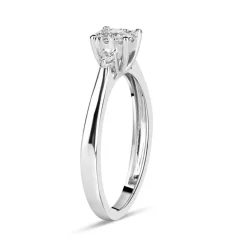 9ct White Gold 0.20ct Diamond Halo & Sides Ring
