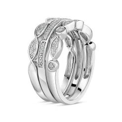 9ct White Gold 0.15ct Diamond Ring Stack