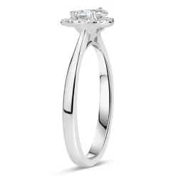 9ct White Gold 0.25ct Diamond Pear Cut Halo Ring