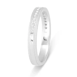 9ct White Gold 0.10ct Diamond Dot 2.5mm Ladies' Wedding Ring