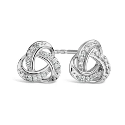 9ct White Gold 0.10ct Diamond Knot Stud Earrings