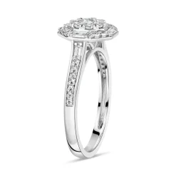 18ct White Gold 0.50ct Diamond Hexagon Cluster Ring