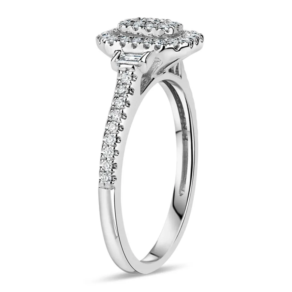 18ct White Gold 0.37ct Diamond Double Halo Ring