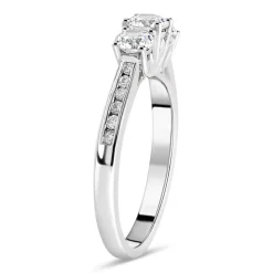 18ct White Gold 1.00ct Diamond Trilogy Tulip Setting Ring