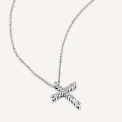 9ct White Gold 0.20ct Diamond Cross Pendant