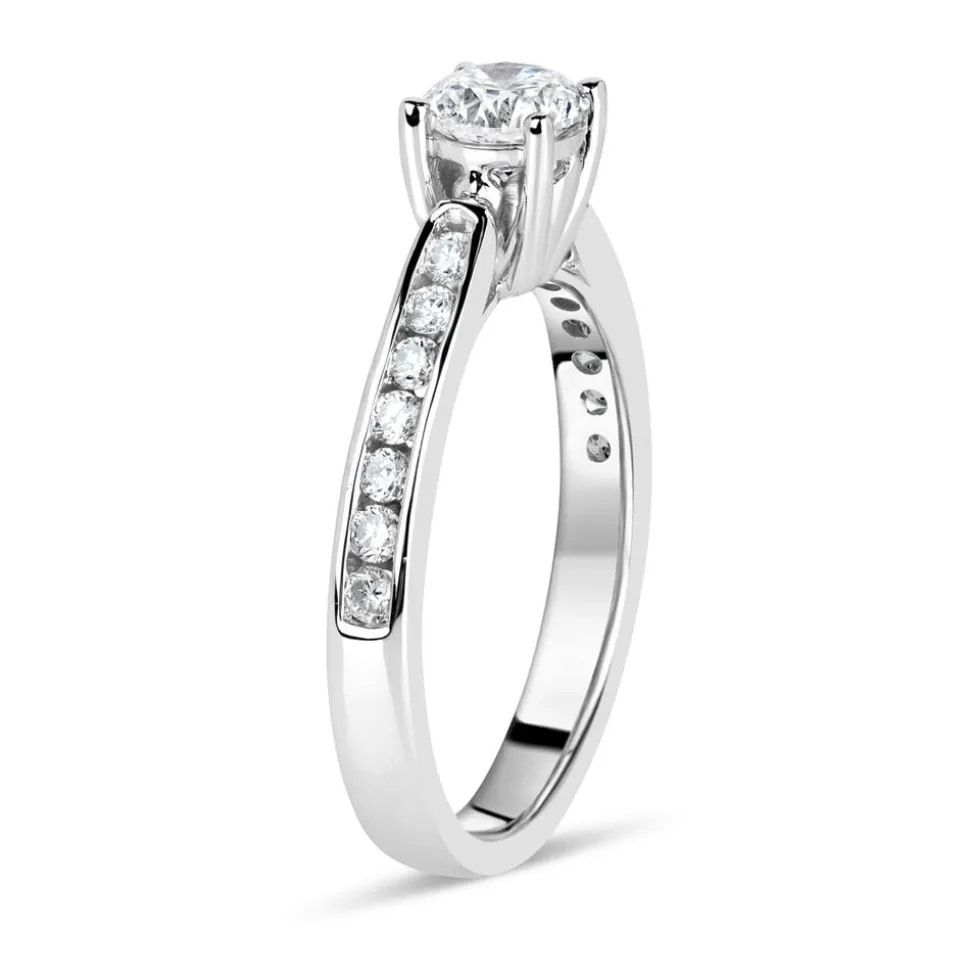18ct White Gold 0.75ct Diamond Tulip Setting Shoulders Ring