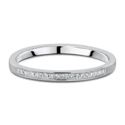 9ct White Gold 0.04ct Diamond Channel Wedding Band