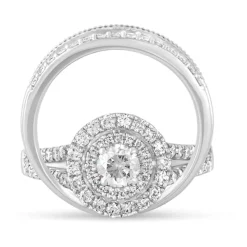 18ct White Gold 0.50ct Diamond Three Row 5mm Wedding Ring
