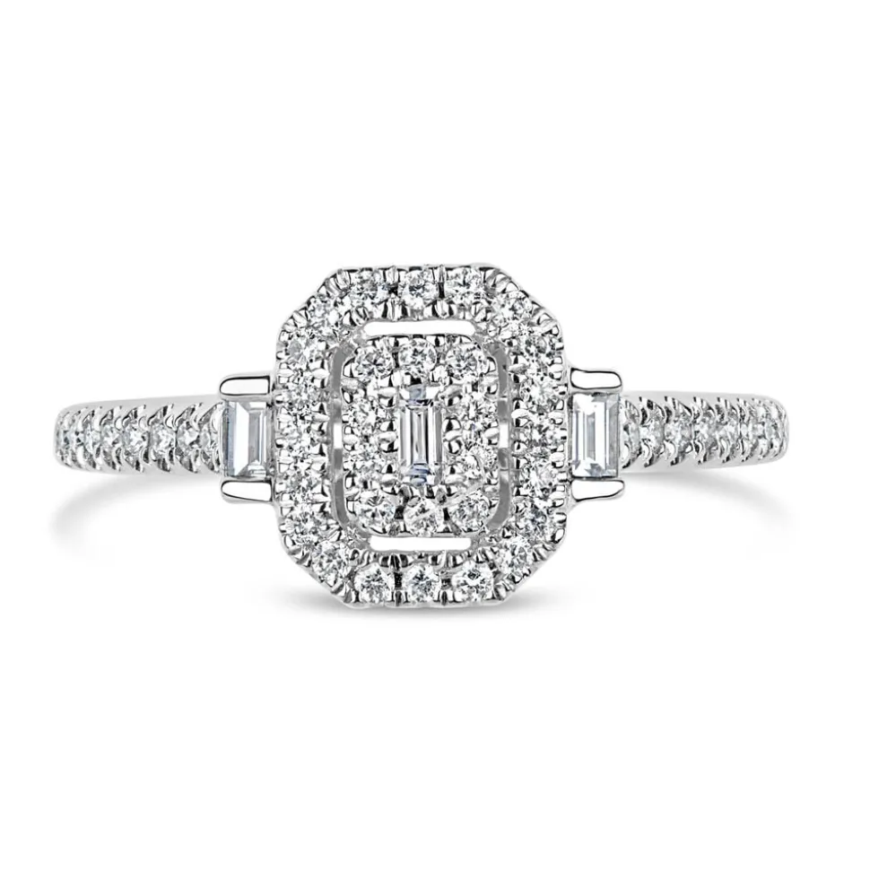 18ct White Gold 0.37ct Diamond Double Halo Ring