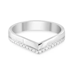 9ct White Gold 0.15ct Diamond Wishbone 3mm Ladies' Ring