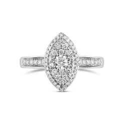 9ct White Gold 0.50ct Diamond Marquise Cluster Ring
