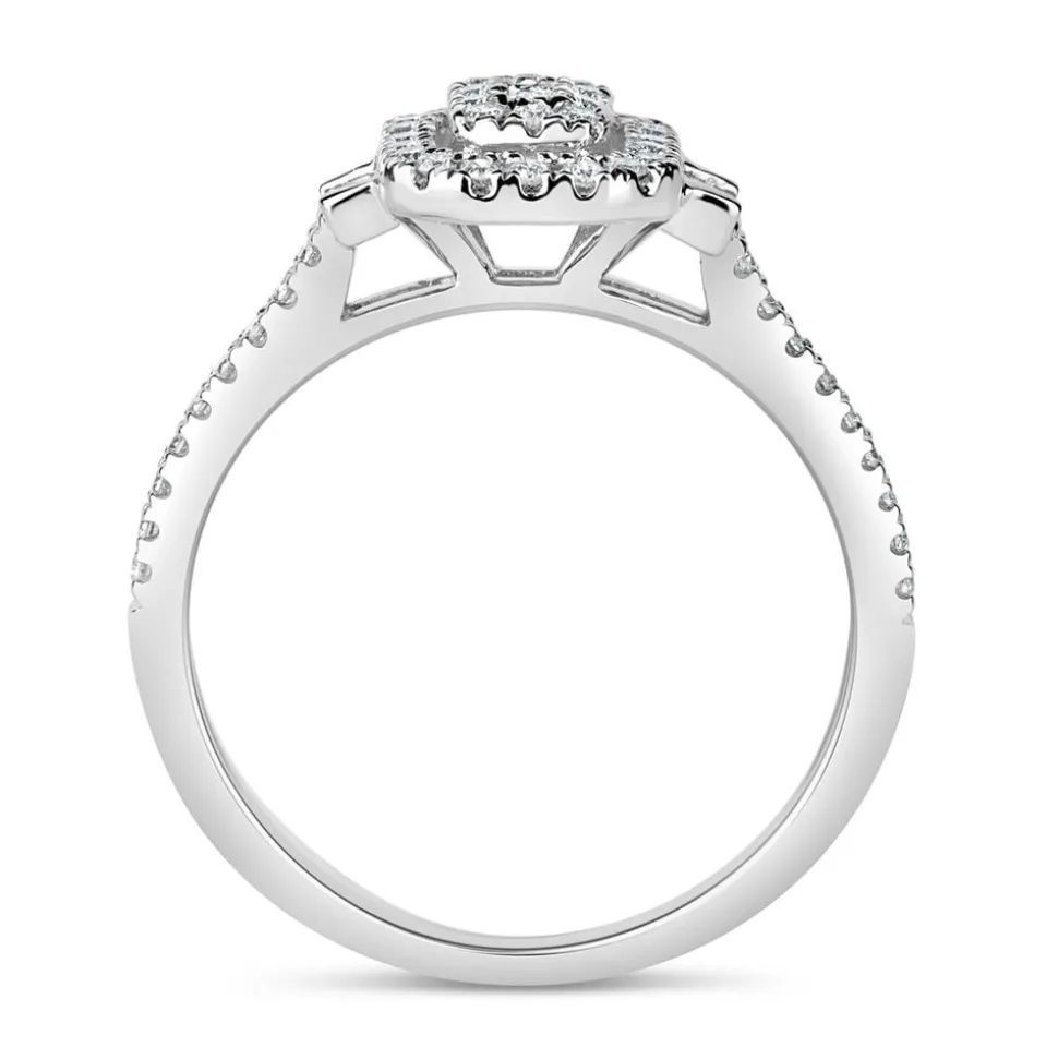 18ct White Gold 0.37ct Diamond Double Halo Ring