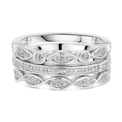 9ct White Gold 0.15ct Diamond Ring Stack