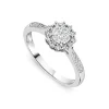 18ct White Gold 0.35ct Illusion Diamond Halo Shoulders Ring