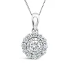 9ct White Gold 0.32ct Illusion Round Halo Diamond Pendant