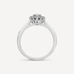 18ct White Gold 0.35ct Illusion Diamond Halo Shoulders Ring