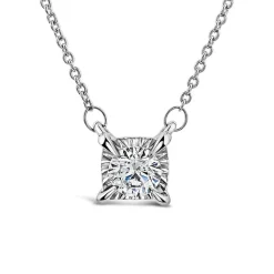 9ct White Gold 0.33ct Miracle Plate Solitaire Diamond Necklet