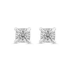 9ct White Gold 0.25ct Miracle Plate Diamond Stud Earrings