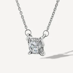 9ct White Gold 0.33ct Miracle Plate Solitaire Diamond Necklet