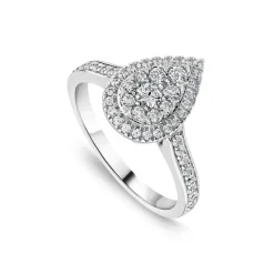 9ct White Gold 0.50ct Pear Cluster Engagement Ring