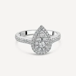 9ct White Gold 0.50ct Pear Cluster Engagement Ring