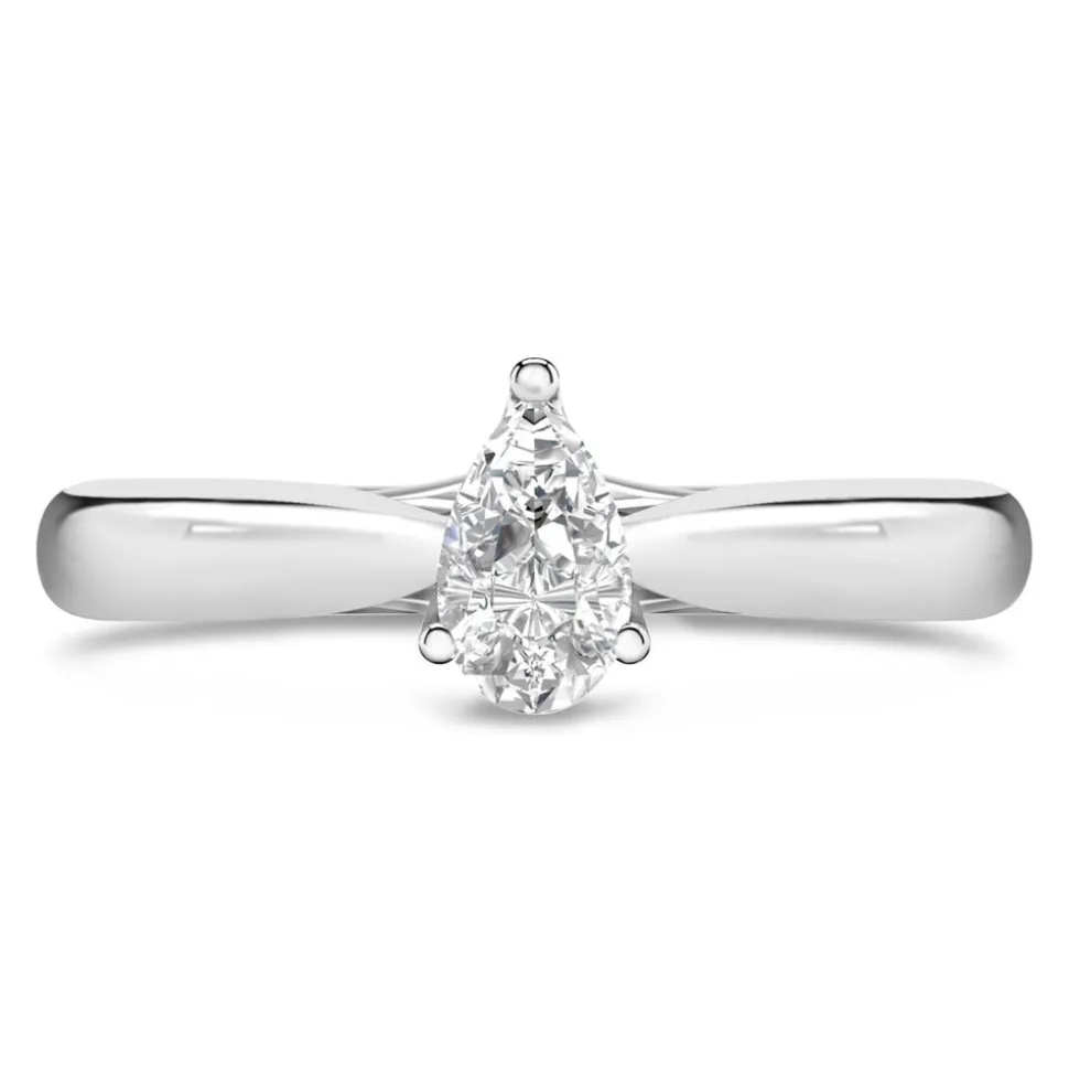 18ct White Gold 0.40ct Pear Diamond Orchid Setting Ring