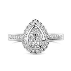 18ct White Gold 0.50ct Pear Diamond Cluster Ring