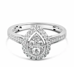 18ct White Gold 0.50ct Pear Diamond Cluster Ring