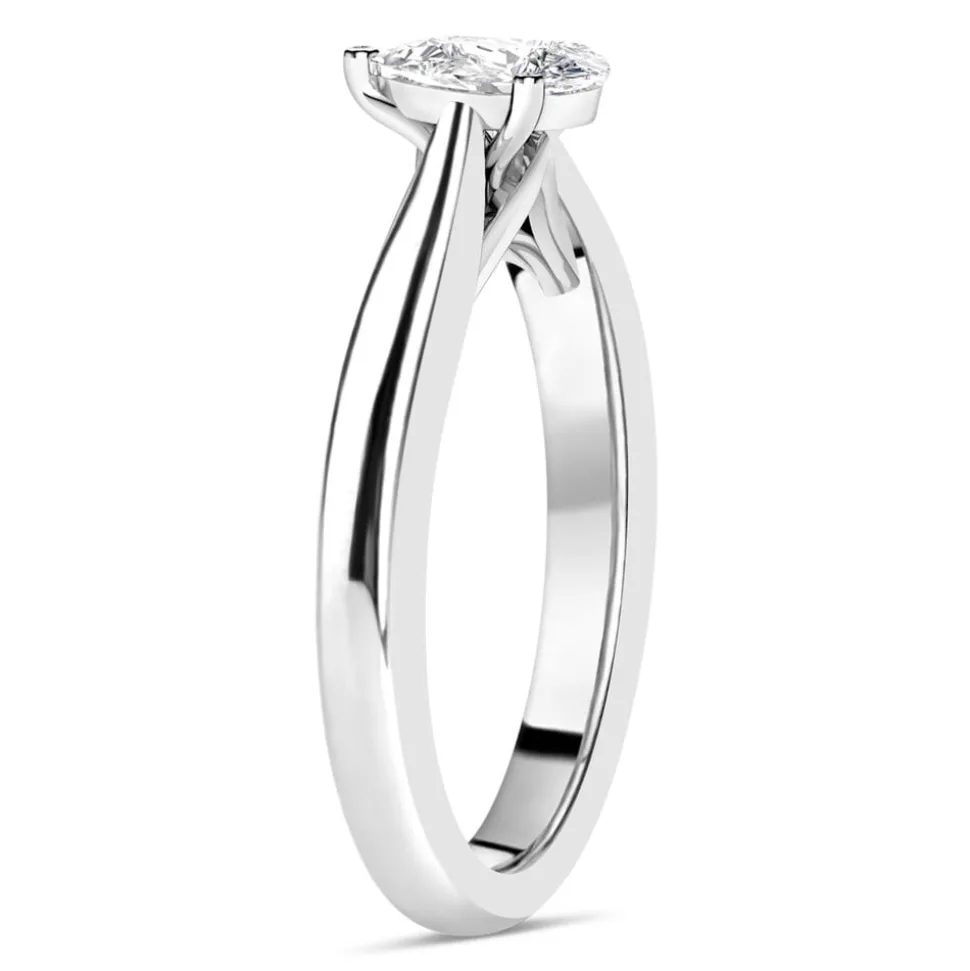 18ct White Gold 0.40ct Pear Diamond Orchid Setting Ring