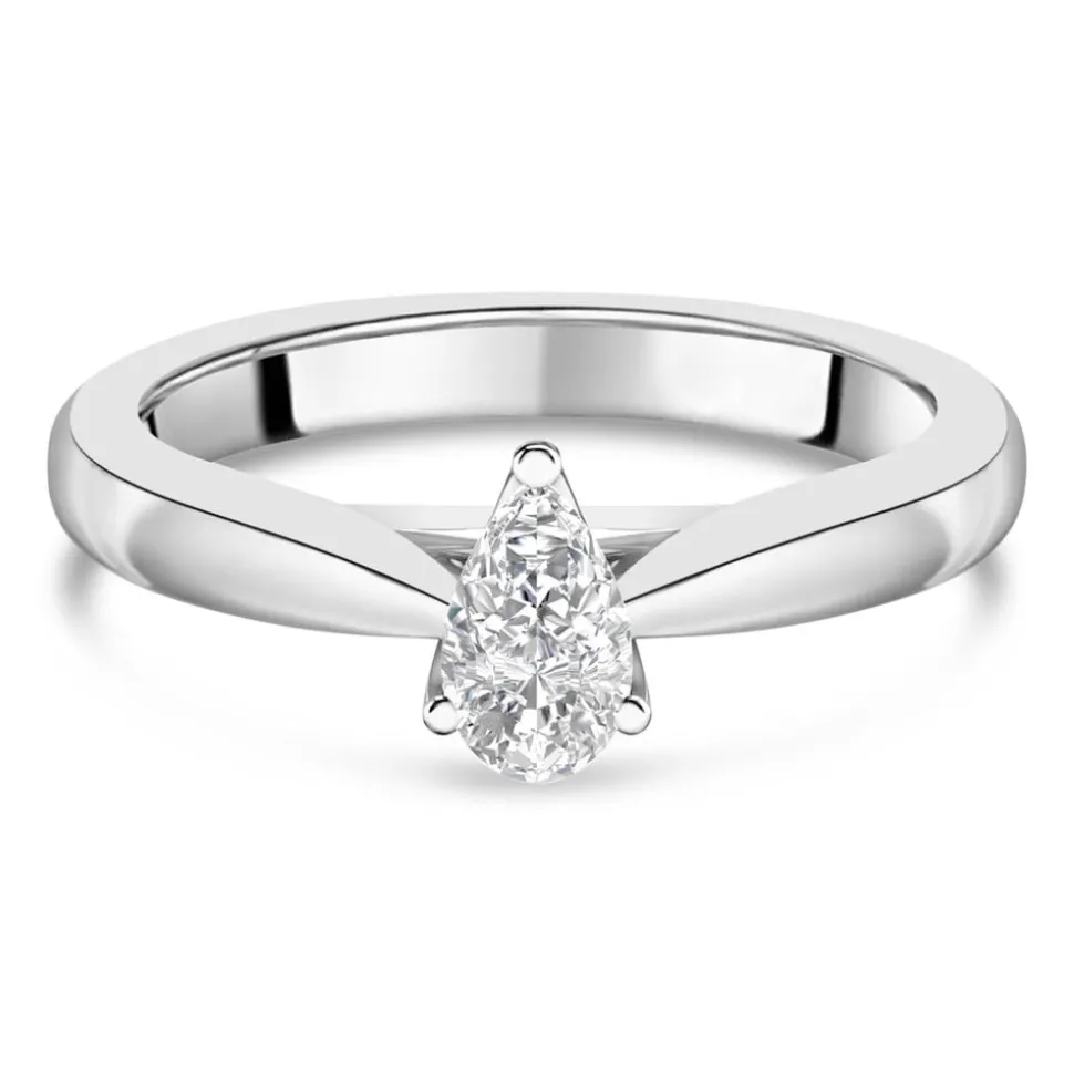 18ct White Gold 0.40ct Pear Diamond Orchid Setting Ring