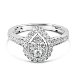 18ct White Gold 0.50ct Pear Diamond Cluster Ring