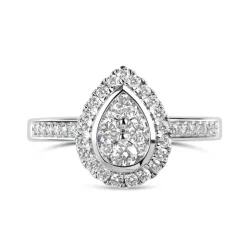 18ct White Gold 0.50ct Pear Diamond Cluster Ring