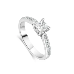 18ct White Gold 0.75ct Princess Diamond Tulip Setting Ring