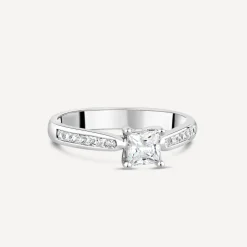 18ct White Gold 0.75ct Princess Diamond Tulip Setting Ring