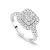 18ct White Gold 1ct Round & Baguette Diamond Square Cluster & Shoulders Ring