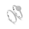 9ct White Gold 0.46ct Round Halo Cluster Diamond Bridal Set