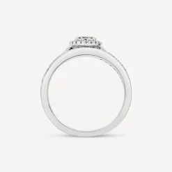 9ct White Gold 0.46ct Round Halo Cluster Diamond Bridal Set