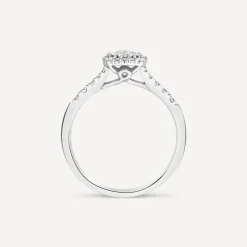 9ct White Gold 0.39ct Square Illusion Diamond Halo Shoulders Ring