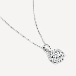 9ct White Gold 0.26ct Square Illusion Diamond Halo Pendant