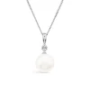 9ct White Gold 0.04ct Top Diamond & Freshwater Pearl Pendant