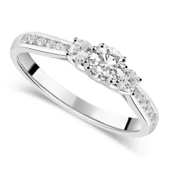 18ct White Gold 0.50ct Trilogy Diamond Tulip Setting Ring